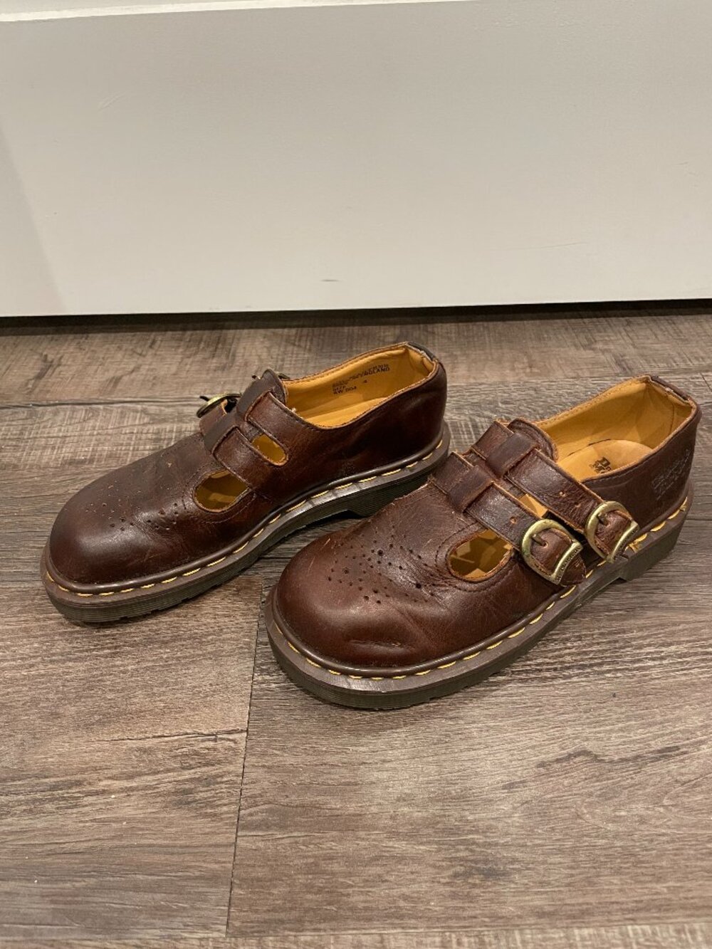 VTG 90s Made in England Dr. Doc Martens Mary Janes 8065 Brown UK 4 US 6 - Picture 2 of 9